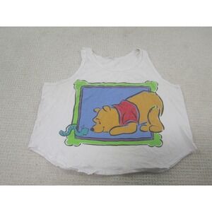 Disney Winnie the Pooh Shirt Womens Large White Tank Top Graphic Cropped Cartoon